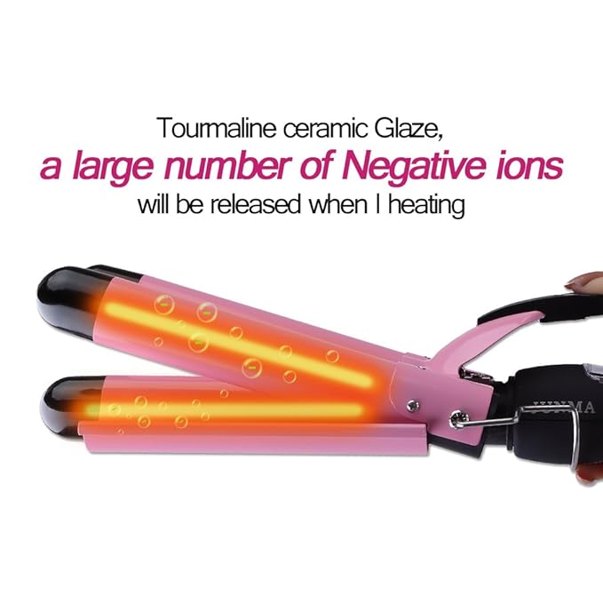 3 Barrel Curling Iron Hair Curling Wands Hair Curler 25mm Curl Hair Styling Irons Hair Crimper Deep Waver for Curler with Temperature Control 1inch Curl for All Hair Type