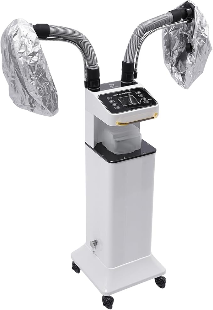 Vertical Nano Hair Steamer Nano Steamer Hair Dyeing Machine 650W Nano Hair Steamer Hair Color Processor with Touch Control 28.15oz Water Reservoir 2X Steam Caps White