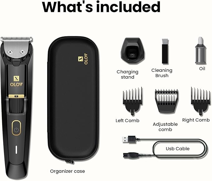 Men's Beard Trimmer - All-in-One Trimmer with Precision Dial - Premium Facial Hair Groomer - Adjustable 20 Length Setting USB Recharge Dock Cordless Waterproof Wet/Dry Clipper