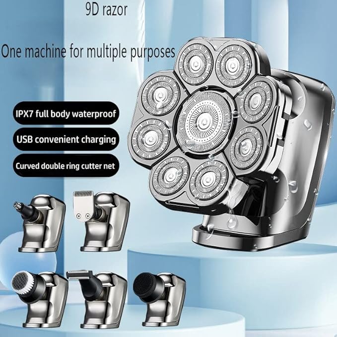 Head Shavers for Bald Men Grooming kit 6in1 Head Electric Shaver for Men Beard Hair Trimmer Facial Razor Body Bald Shaving Machine Wet Dry Rechargeable (Color : 6 in 1)