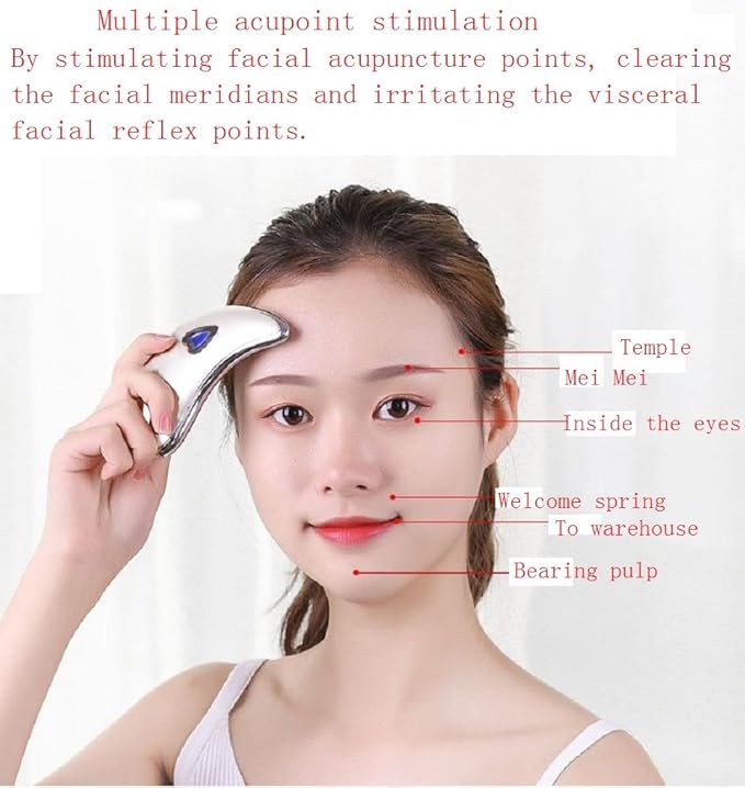 Gua Sha Scraping Massage Tool Ultra Smooth Edge Micro Current Scraping Plate Vibrating Facial Scraping Plate Facial Massager Lifting Firming Bead Beauty Scraping Instrument