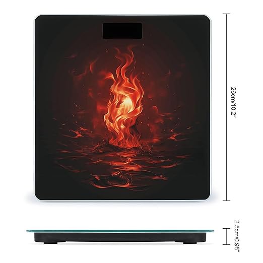 Red Flame Digital Bathroom Scale for Body Weight with High Precision Digital Weighing Scale with BMI Clear LCD Display and Step-On Measures Weight Up to 180kg
