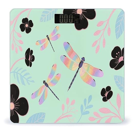 Dragonfly Weight Scale Cute Bathroom Scale for Body Highly Accurate Digital Weighing Machine for People Compact LCD Display Scales with Sturdy Toughened Glass Scales