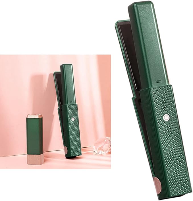 Hair Straightener Curling Flat Iron Quickly Heating Hair Straightener Curler for Short Hair Curls Bangs (Green)