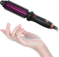 Curling Iron Brush for Short Long Hair Hair Curling Brush Long Barrel Tourmaline Ceramic Dual Voltage Curling Brush Iron with Anti-Scald Bristles (Black)