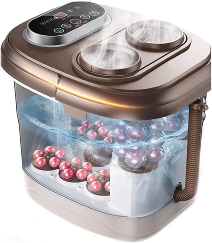 Foot Spa/Bath Massager with Motorized Rollers Shiatsu Massage Shower Heat Temperature Control Timer LED Display Drainage Pipe for Foot Stress Relief