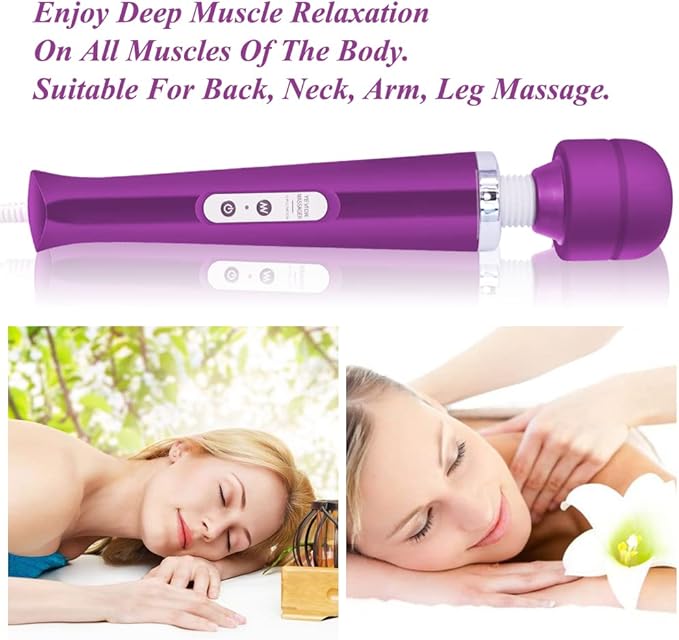 YEVIOR Wired Powerful Handheld Back Massager with 10 Pulse Settings Personal Total Body Therapy Massager for Sports Recovery Muscle Aches Body Pain (Purple)