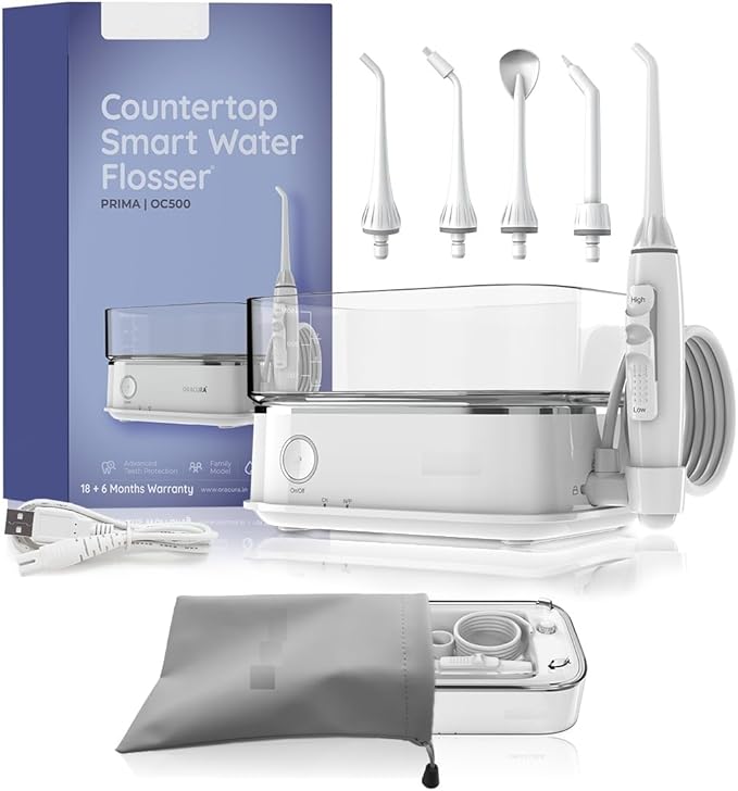 Water Flosser | Two Modes Clean &amp Massage | 10 Setting Water Pressure | 6 Tips &amp 600 ml Tank | Family Model