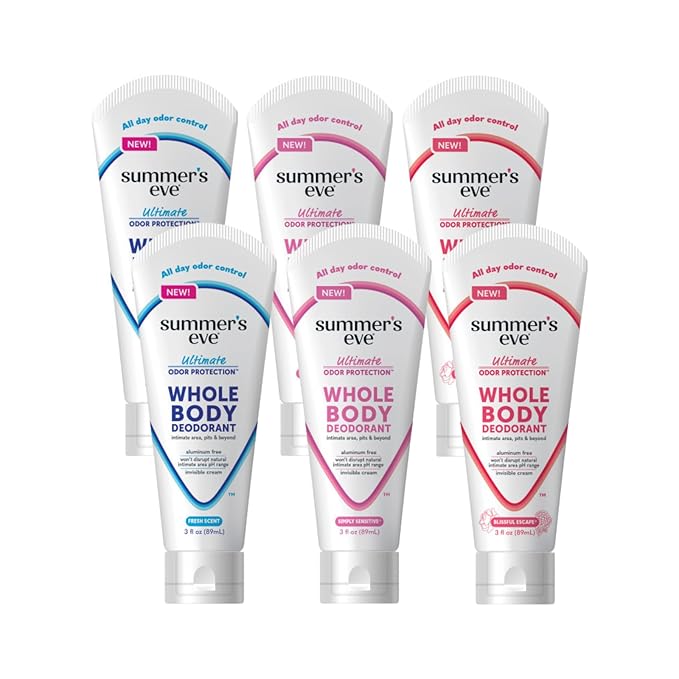 Summer's Eve Ultimate Smell Protection Whole Body Cream Deodorant Blissful Escape (3oz) Simply Sensitive (3oz) &amp Fresh Scent (3oz) (2ea)