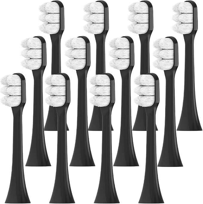 Replacement Brush Heads Compatible for 1100 2100 4100 4300 5100 5300 6100 6500 7000 7300 7500 9000 9300 9500 Electric Toothbrush(Black-12 Pcs)