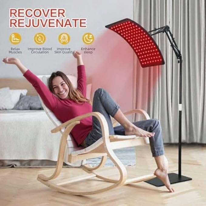 Red Light Therapy Beauty Lamp 660nm 850nm LED Panel – Infrared Light for Skin Appearance Glow &amp Self-Care – Adjustable Timer &amp Brightness – at-Home LED Beauty Light