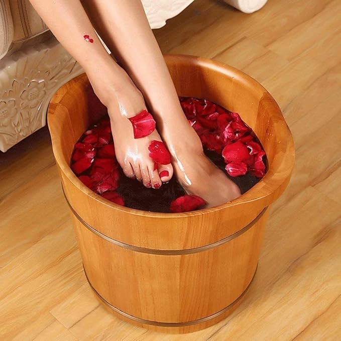 Foot Bath Barrel Sturdy and Durable Natural Cedar Wood Sauna Foot Tub Can Soak Massage Feet to Improve Sleep (Color : B)