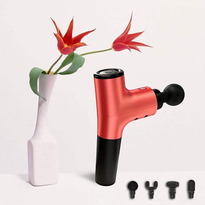 Master Massage Nova Vibration Massage Gun 4 Head Attachment Aluminum Carrying Case Red Device