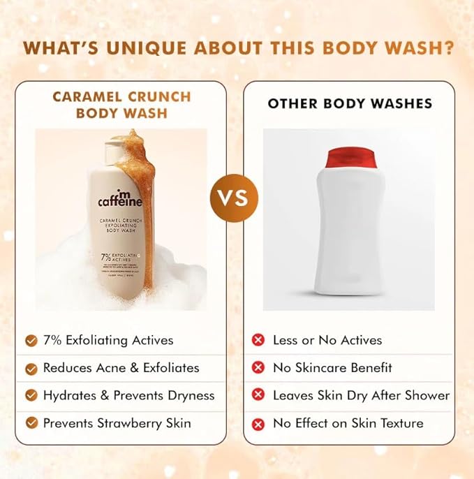 Mcafeine Exfoliating Caramel Crunch Body Wash Refreshing Shower Gel with Natural Scrub 300 ml