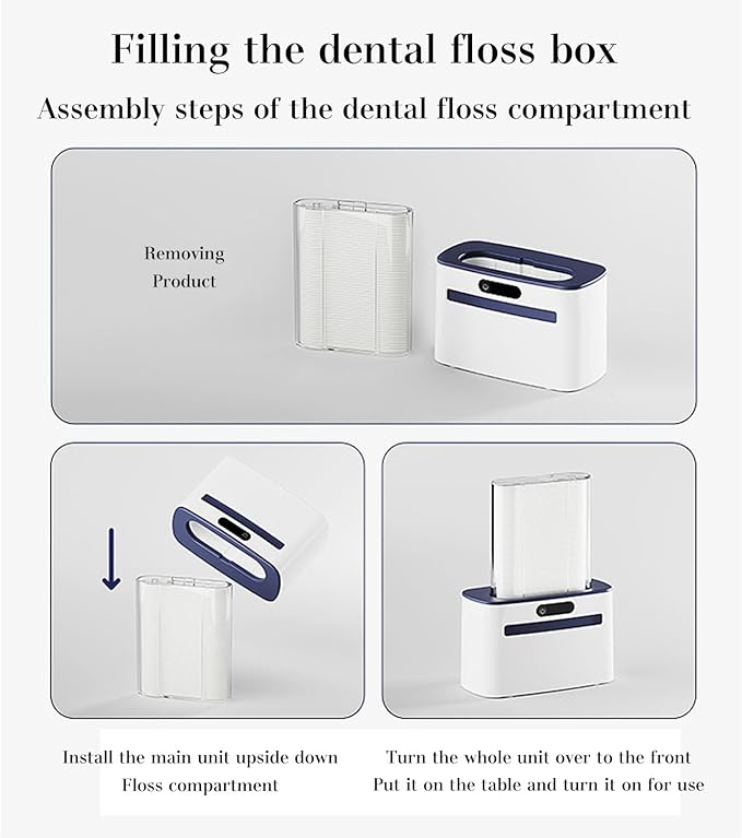 KYOFIS Smart Touchless Floss Pick Dispenser with Sensor Rechargeable Refillable Holder Touchless Dental Care Solution with 500 Count Flossers(Gray)