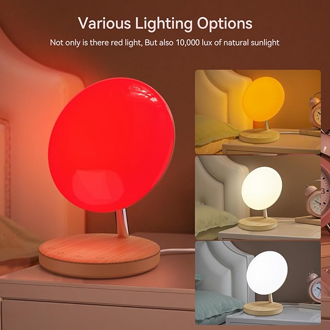 Light Therapy LampRed Night Light with 5-Level Brightness &amp 4 Color Modes 670nm Adjustable USB Red Light Night Light Lamp for SleepStress Relief Relaxation