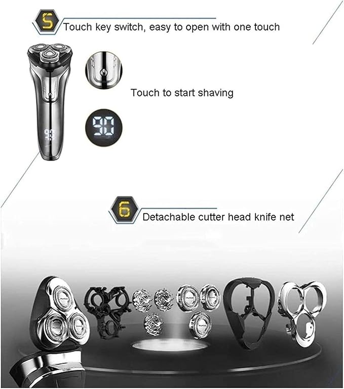 Electric Razor Rechargeable Electric Shaver with Pop Up Beard Trimmer