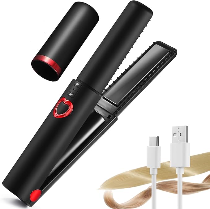 JMFONE Mini Cordless Hair StraightenerPortable Travel Size Flat Iron with 3 Adjustable Temperatures for Thin Fine HairUSB-C Rechargeable Heats Up in Seconds - Ideal for Quick Hair Styling Anywhere