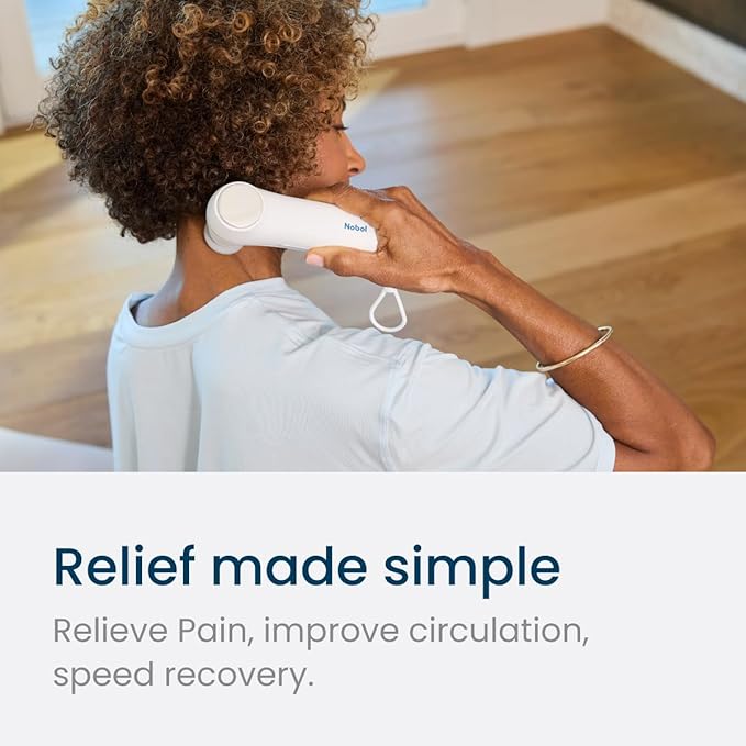 Nobol MyoLite Percussion Massage Gun - Deep Tissue Muscle Relief Quiet &amp Portable Cordless with 4 Attachments and Travel Case (White)