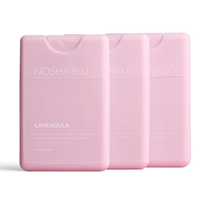 Noshinku - Refillable Hand Sanitizer Lavendula 3-Pack Travel Size Spray with Hydrating Botanical Oils Natural Ingredients All Natural Fragrances Sugarcane Derived Alcohol No Parabens No Dyes