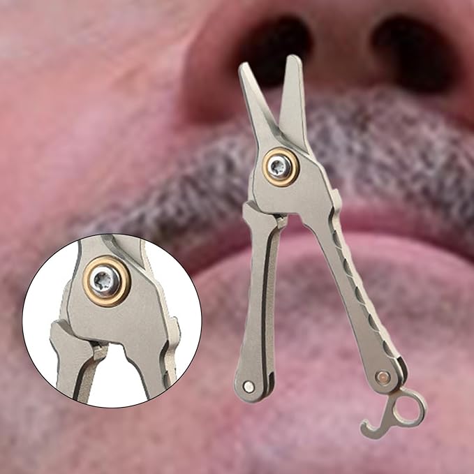 Titanium Alloy Round Nose Scissors Multipurpose Facial Hair Trimmer for Eyebrows Beard and Cuticles