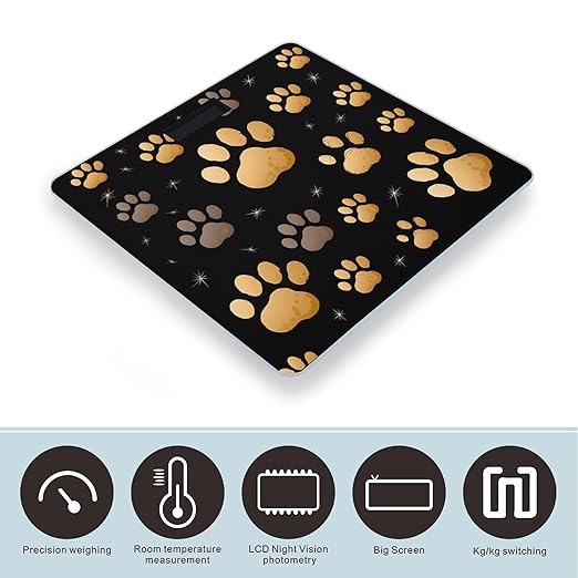Dog Paw Print Scale for Body Weight Sturdy Tempered Glass Weighing Scales with LCD Display Accurate Digital Bathroom Scale Convenient Body Fat Smart Scales Easy Read