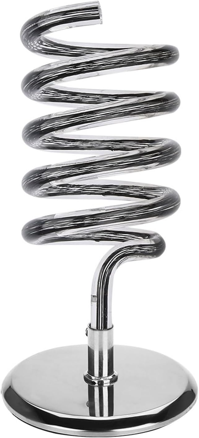 Table Hair Dryer Holder Spiral Blow Hair Dryer Holder with 304 Stainless Steel Base Stand Acrylic Hair Dryer Holder for Salon Home Desktop Mount