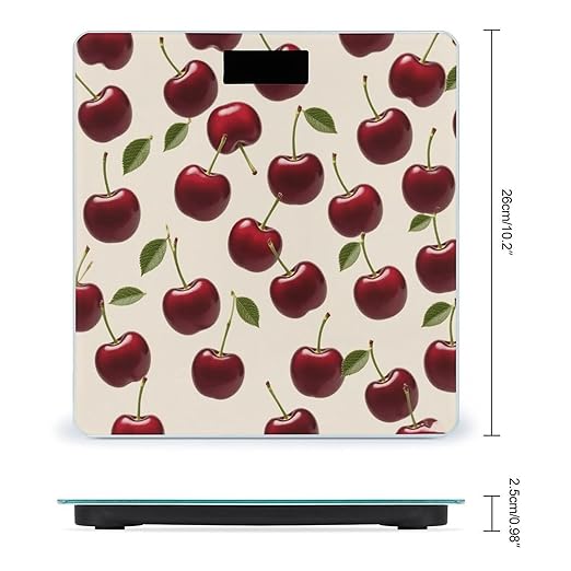 Red Cherry Scale for Body Weight Highly Accurate Digital Bathroom Electronic Weighing Machine for People LCD Display Large Size Tempered Glass for Safe Home Use
