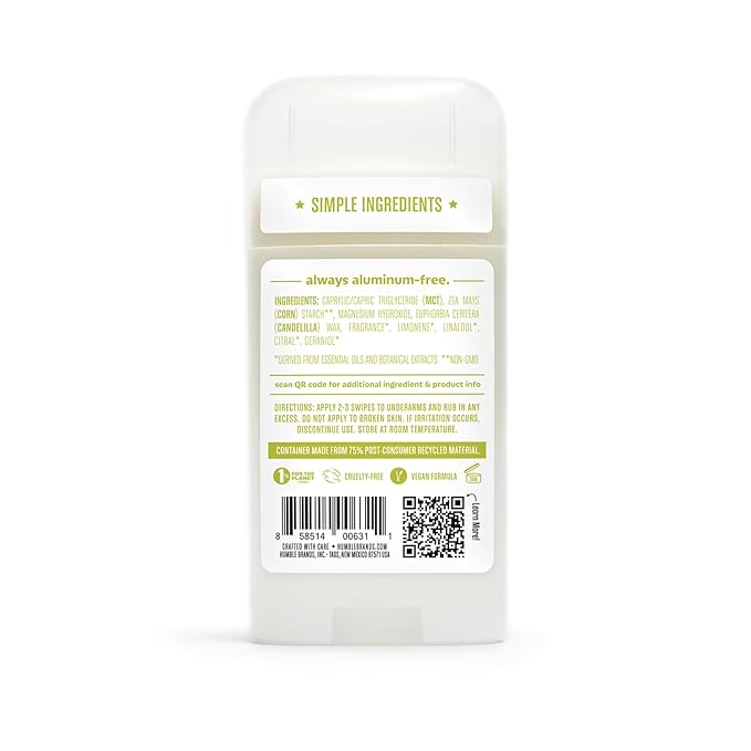HUMBLE BRANDS Aluminum-Free Deodorant Vegan and Cruelty- free Formulated for Sensitive Skin Patchouli Copal Bergamot Ginger Moroccan Rose 2.5 Ounce (Pack of 3)