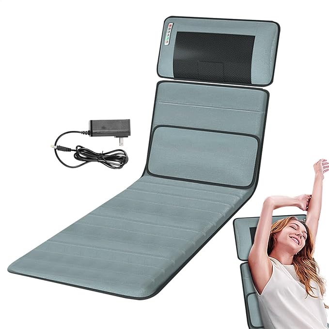 Massage Mats with Heat for Full Body | 3D Shiatsus Neck Massager | 10 Vibrating Motors &amp Temp Adjustable | Electric Back Massage Heating Pad for Stretching &amp Circulation No Weight Limit
