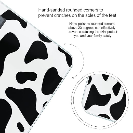 Digital Bathroom Scale for Body Weight Scale with Bright LCD Display High Accuracy Step-On Technology Auto On/Off Cow Spot Digital Scales 400 Lbs /180kg