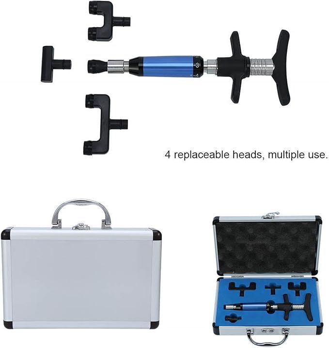 Spine Correction Gun with 4 Repaceable Massage Heads 6 Levels Manual Spine Activator Chiropractic Therapy Massager Tool Spine Adjusting Massager