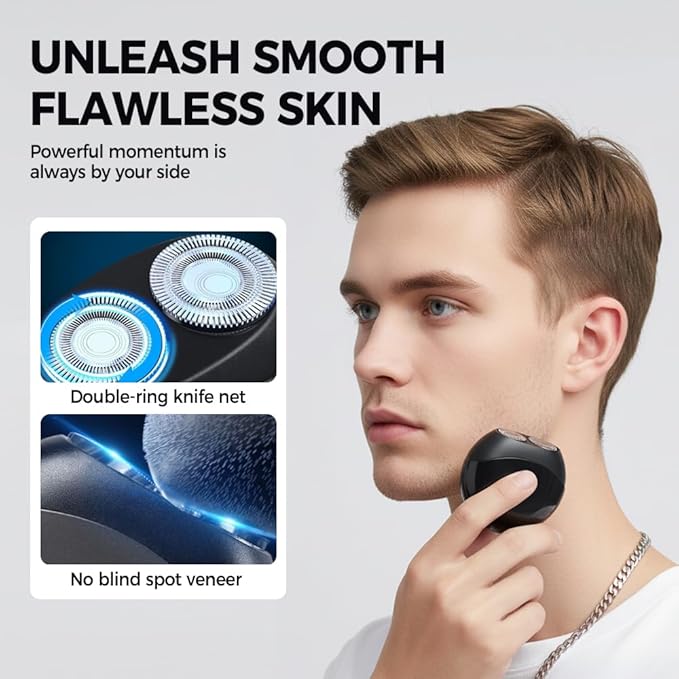 Portable Multifunctional Electric Shaver USB Mini Shavers for Men Rechargeable Electric Mini Portable Razor Washable Double Head Razor Waterproof Compact Electric Shaver for Home Travel (Silver)