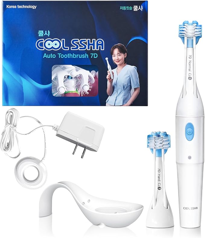 4-in-1 Dental Care System Electric Toothbrush Dual Action Sonic Technology with 2 Modes Waterproof White