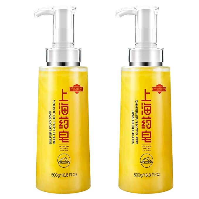 Bee &amp Flower Sulfur Soap Liquid Shampoo &amp Body Wash - Daily Head to Toe Skin Care Product for Men and Women - 16.8 Fl Oz - Pack of 2