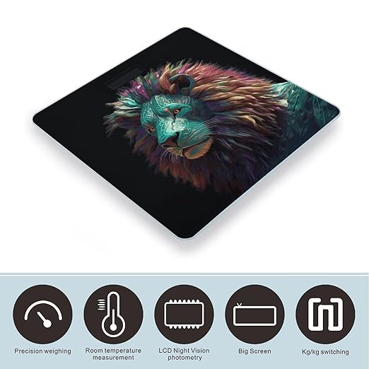 Abstract D Art Lion Bathroom ScaleHighly Accurate Digital Weighing Machine for People Bright LED Display Weight Scale for The Aldult Home Use