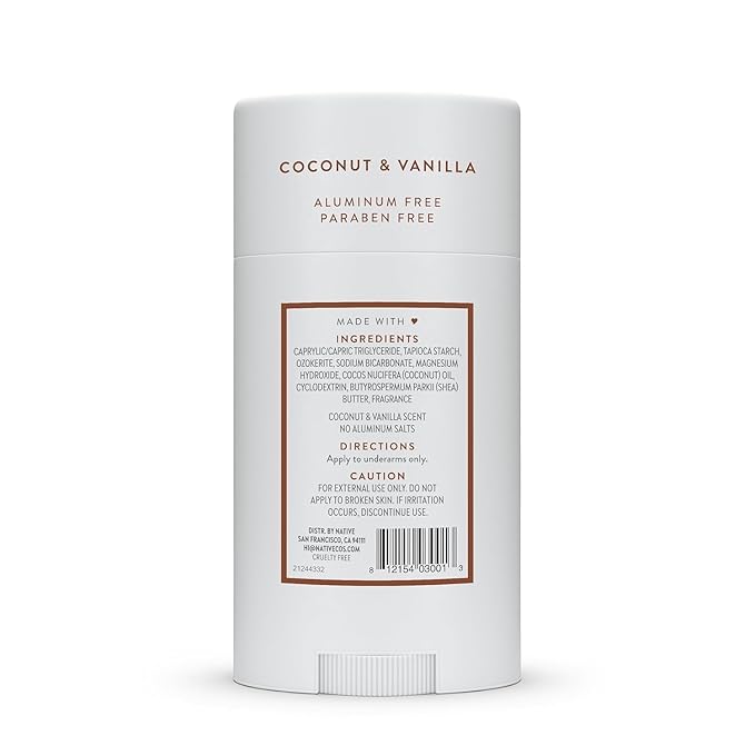 Native Deodorant Contains Naturally Derived Ingredients 72 Hour Odor Control | Deodorant for Women and Men Aluminum Free with Baking Soda Coconut Oil and Shea Butter | Coconut &amp Vanilla - 2.65