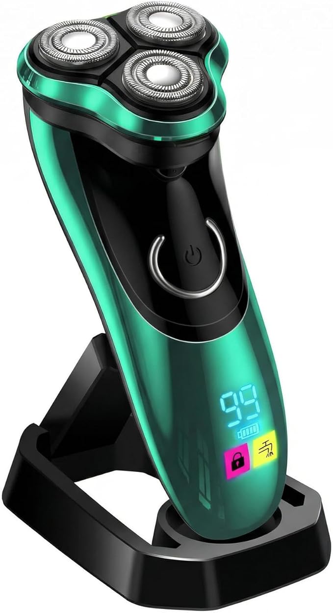 Electric Razor for Men Cordless Rechargeable Rotary Shaver with Pop-Up Trimmer IPX6 Waterproof Wet &amp Dry Electric Razor Includes Charging Stand – Mens Electric Shaver for Face and Travel