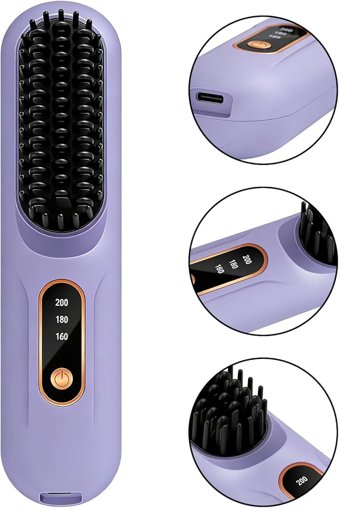 Straightener BrushLCD Display Straightening CombHeated Straightening Brush Hair Comb | for Women Girls Long Short Styling Home Travel Party Daily Dating Wedding