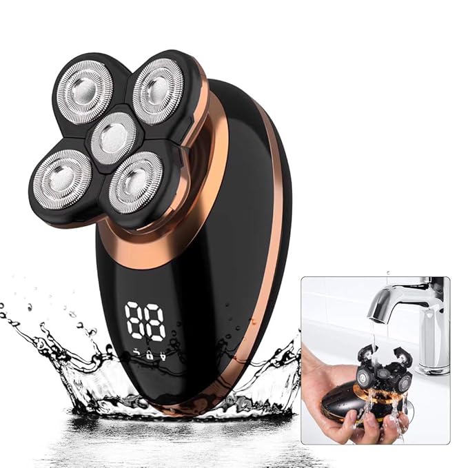 Surker Head Shavers for Bald Men 4d Electric Razor 5 in 1 Nose Beard Trimmer Hair Clipper Shaving Kit Rotary Shaver Cordless USB Rechargeable Facial Grooming Kit Waterproof