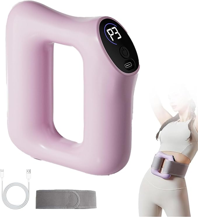 Fast Fat Burning Yoga Ring Massager Multifunctional Full-Body Fascia Ring Adjustable 3 Modes 5 Levels of Intensity Massage with Hands-Free Strap Ergonomic (Pink)