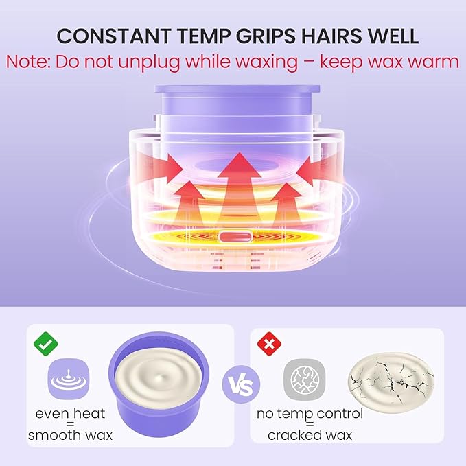 Mini Face Wax Kit for Women Facial Waxing Kit with 26 Wax Sticks 100g Waxing Beads Long-lasting Facial Hair Removal USB Fast Charging Smart Constant Temp Travel or Home Use