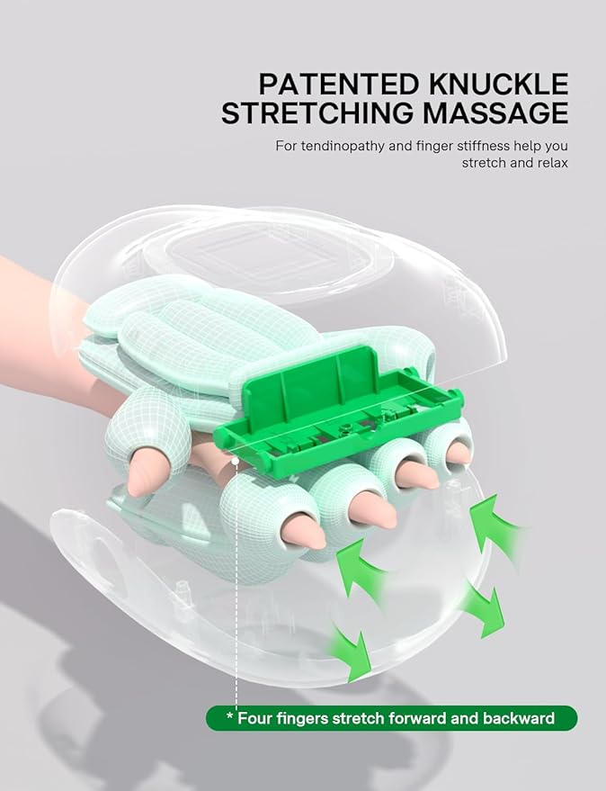Medisana Hand Massager with Heat and Compression Cordless Hand Massager for Arthritis and Carpal Tunnel Relief Knuckle Stretching Massage Birthday Christmas Gifts for Men Women Dad Mom-Green
