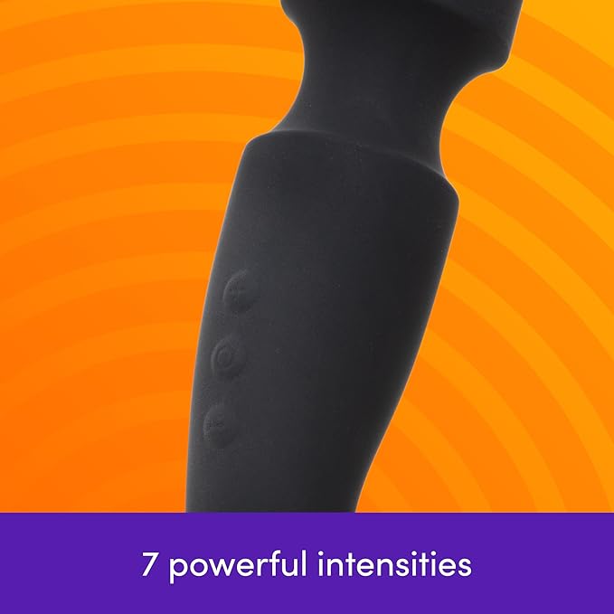 Lovehoney Mantric Cordless Handheld Personal Massager for Women | Rechargeable Back Neck &amp Shoulder Wand Massager for Muscle Pain Relief | 7 Powerful Modes &amp Flexible Silicone Head | Black