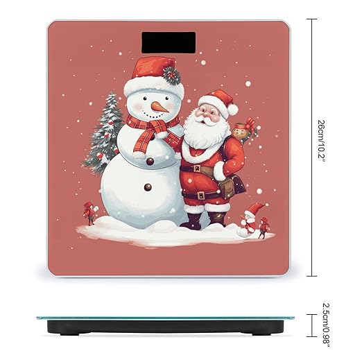 Digital Bathroom Scale for Body Weight Scale with Bright LCD Display High Accuracy Step-On Technology Auto On/Off Santa Claus Snowman Digital Scales 400 Lbs /180kg