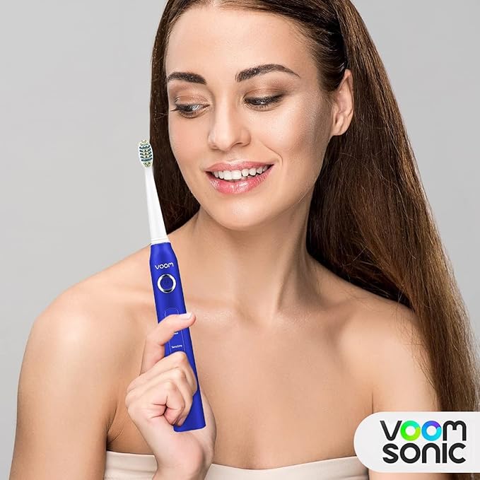 Voom Sonic Pro 5 Series Rechargeable Electronic Toothbrush Dentist Recommended Advanced Oral Care 2 Minute Timer with Quadrant Pacing 5 Adjustable Speeds Soft Dupont Nylon Bristles Blue