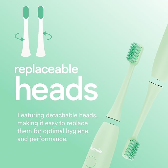 HISMILE Electric Toothbrush 3 Brushing Modes Smart Timer Rechargeable Electric Tooth Brush for Adults and Children Soft-Tapered Bristles Mode Memory (Green)