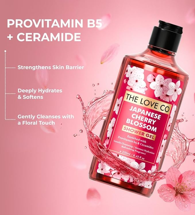 Nova Bloom LOVE CO Japanese Cherry Blossom Body Wash 100% Vegan Shower Gel for Women and Men 250ml