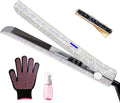 Hair Straightener Titanium Flat Iron with Gorgeous Rhinestone Bling Crystal Diamond 2 in 1 Hair Straightener and Curler 60 Min Auto Shut Off LCD Temp Display Valentine's Day Gift (White)