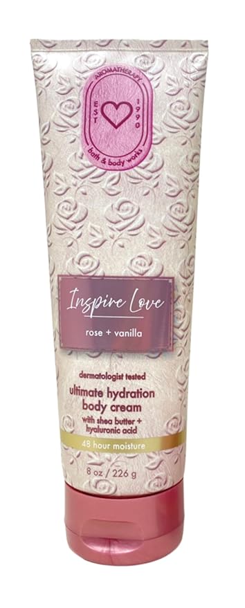 Bath &amp Body Works Aromatherapy Inspire Love Rose + Vanilla 3 Ultimate Hydration Body Creams with a Creamy Rose Bar Soap